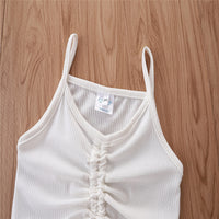 Load image into Gallery viewer, Two Pieces Kid Girl Drawstring Cami Top With Irregular Hem Denim Skirt Set Wholesale 48872631
