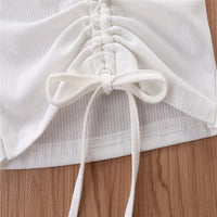 Load image into Gallery viewer, Two Pieces Kid Girl Drawstring Cami Top With Irregular Hem Denim Skirt Set Wholesale 48872631
