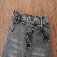 Load image into Gallery viewer, Two Pieces Kid Girl Drawstring Cami Top With Irregular Hem Denim Skirt Set Wholesale 48872631
