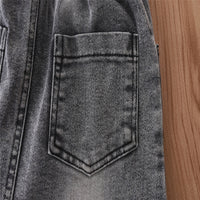 Load image into Gallery viewer, Two Pieces Kid Girl Drawstring Cami Top With Irregular Hem Denim Skirt Set Wholesale 48872631
