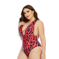 Load image into Gallery viewer, Women Plus Size Leopard Print One Piece Swimsuit Wholesale 57312478
