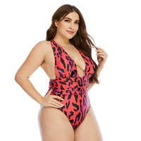 Load image into Gallery viewer, Women Plus Size Leopard Print One Piece Swimsuit Wholesale 57312478
