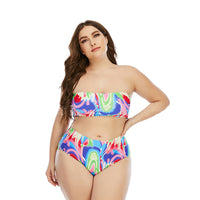 Load image into Gallery viewer, Women Plus Size Tie Dye Swimwear Set Wholesale 02332474

