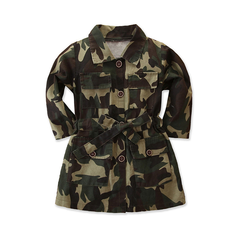 Baby Kid Girls Solid Color Camo Bow Jackets Outwears Wholesale 12777530