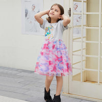 Load image into Gallery viewer, 6 Packs Kid Girl Sequins Unicorn Mesh Dress Wholesale 0815150
