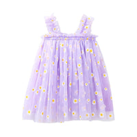 Load image into Gallery viewer, Little Girl Embroidery Daisy Flower Mesh Cami Dress  Wholesale 0056747
