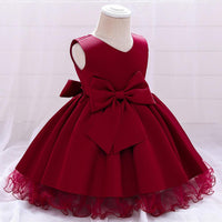 Load image into Gallery viewer, Little Girl Bow Front Mesh Princess Dress Wholesale 85161274
