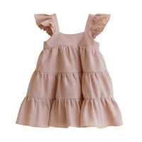 Load image into Gallery viewer, Kid Girl Ruffle Trim Plain Flutter Sleeve Dress Wholesale 24231455
