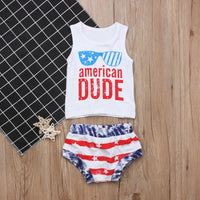 Load image into Gallery viewer, Baby Toddler American Dude Or Baby Outfit Tank Top Match Stripe Shorts Set Wholesale 9063020
