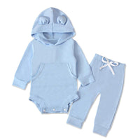 Load image into Gallery viewer, 2 Pieces Set Baby Solid Color Hooded Bodysuit And Pants Wholesale 9091021
