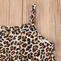 Load image into Gallery viewer, 2 Pieces Kid Girl Leopard Knotted Hem Cami Crop Top And Jeans Set Wholesale 6262552
