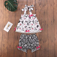 Load image into Gallery viewer, Two-Piece Little Girl Set Flower Tower Pattern Halter Neck Neck Top And Shorts  Wholesale 0700560
