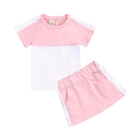Load image into Gallery viewer, 2 Pieces Kid Colorblock Set Raglan Sleeve Tee With Shorts Wholesale 2525067
