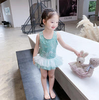 Load image into Gallery viewer, Kid Girl Mermaid One Piece Mesh Tank Swimsuit And Hat Wholesale 14331104
