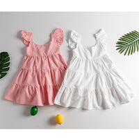 Load image into Gallery viewer, Kid Girl Ruffle Trim Plain Flutter Sleeve Dress Wholesale 24231455
