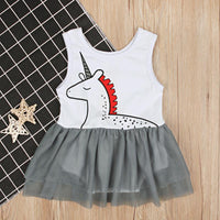 Load image into Gallery viewer, Baby Girl Unicorn Print Mesh Tank Bodysuit Dress Wholesale 1142024
