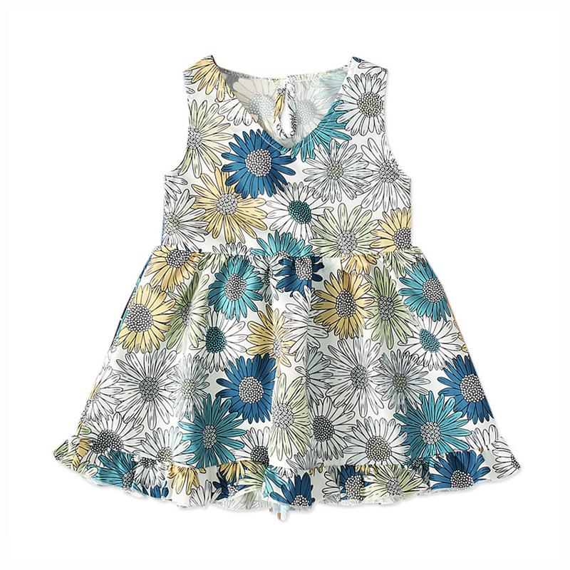 Baby Toddler Girl V-neck Floral Print Tank Dress  Wholesale 9885025