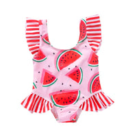 Load image into Gallery viewer, Infant Toddler Girl Watermelon Print Stripe Swimsuit Wholesale 97341475
