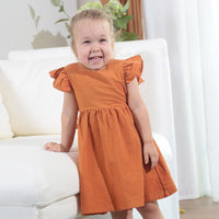 Load image into Gallery viewer, Little Girl Flutter Sleeve Backless Plain Dress Wholesale 54421457
