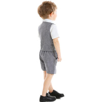 Load image into Gallery viewer, 3-Piece Summer Toddler Baby Boys Stripe Clothes Outfits Bow Tie Shirt &amp; Vest &amp; Shorts Wholesale 6502216
