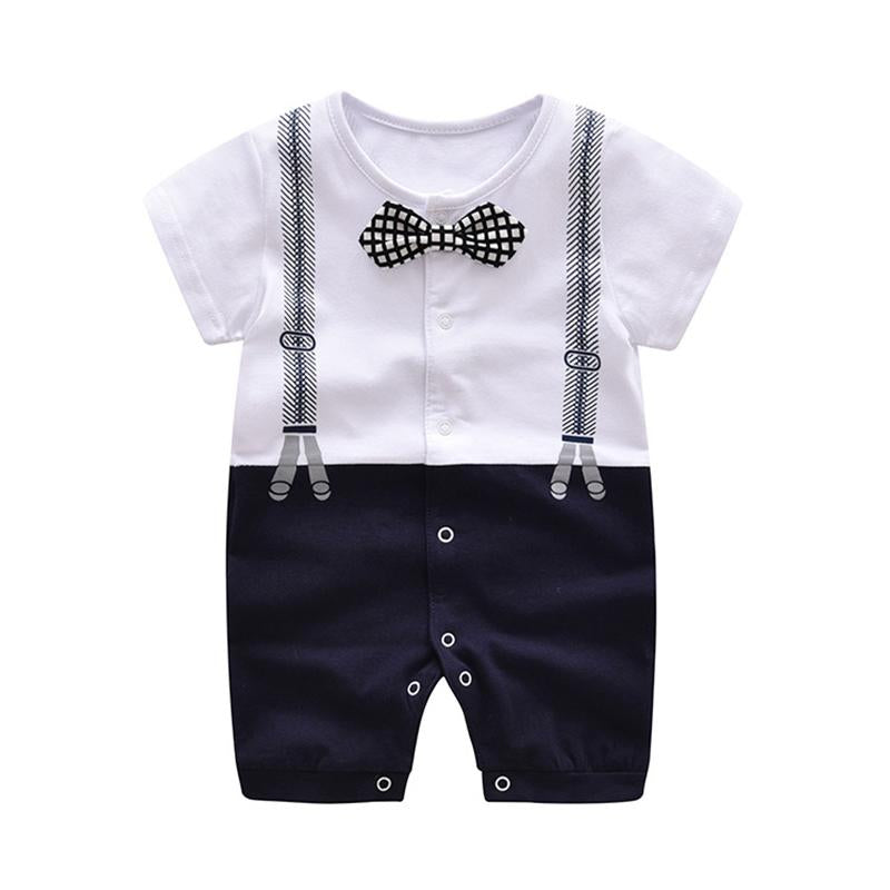 Baby Boy Plaid Bowtie Decor Gentlemen Romper Wholesale 4605304