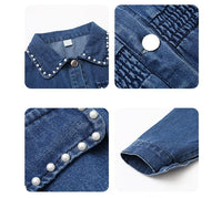 Load image into Gallery viewer, Kid Girl Turn Down Collar Beaded Decor Denim Dress Wholesale 1583485
