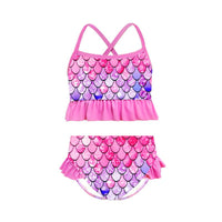 Load image into Gallery viewer, 2 Pieces Kid Girl Gradient Fish Scales Print Swimsuit Set Halter Top And Shorts Wholesale 64651053
