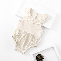 Load image into Gallery viewer, Baby Girl Ruffle Collar Solid Color Onesie Wholesale 76251436
