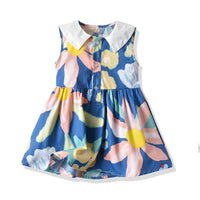 Load image into Gallery viewer, Baby Girl Printed Flowers Lapel Sleeveless Dress Wholesale 2712601
