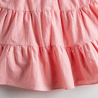 Load image into Gallery viewer, Kid Girl Ruffle Trim Plain Flutter Sleeve Dress Wholesale 24231455

