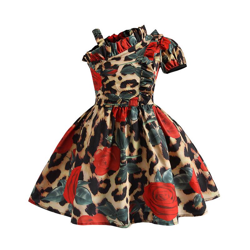 2021 summer new one-shoulder leopard princess tutu skirt suit Wholesale 32521596