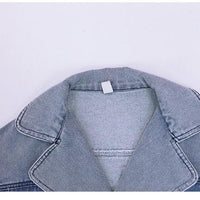 Load image into Gallery viewer, 2 Pieces Little Girl Denim Set Cropped Top Matching Belted Shorts Wholesale 46061916
