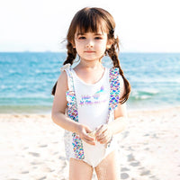 Load image into Gallery viewer, One-piece Girl Mermaid Print Swimsuit And Hat Wholesale 4469606
