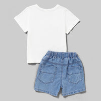 Load image into Gallery viewer, 2 Pieces Kid Boy Crazy Monster T-shirt Matching Ripped Denim Shorts Set Wholesale 72321881
