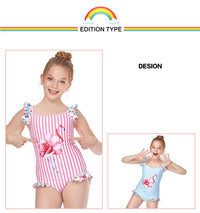 Load image into Gallery viewer, Kid Girl Flamingo Stripe One Piece Swimsuit Wholesale 9830491

