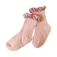 Load image into Gallery viewer, Girl Socks Foral Trim Wholesale 01961271
