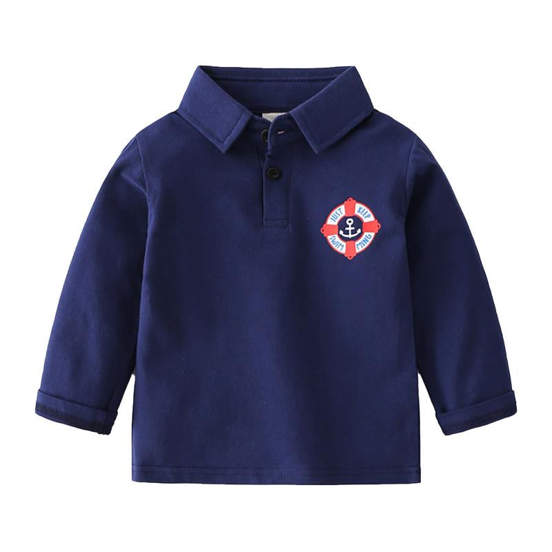 Boy Long Sleeve Polo Shirt With Cartoon Pattern Wholesale 2306669