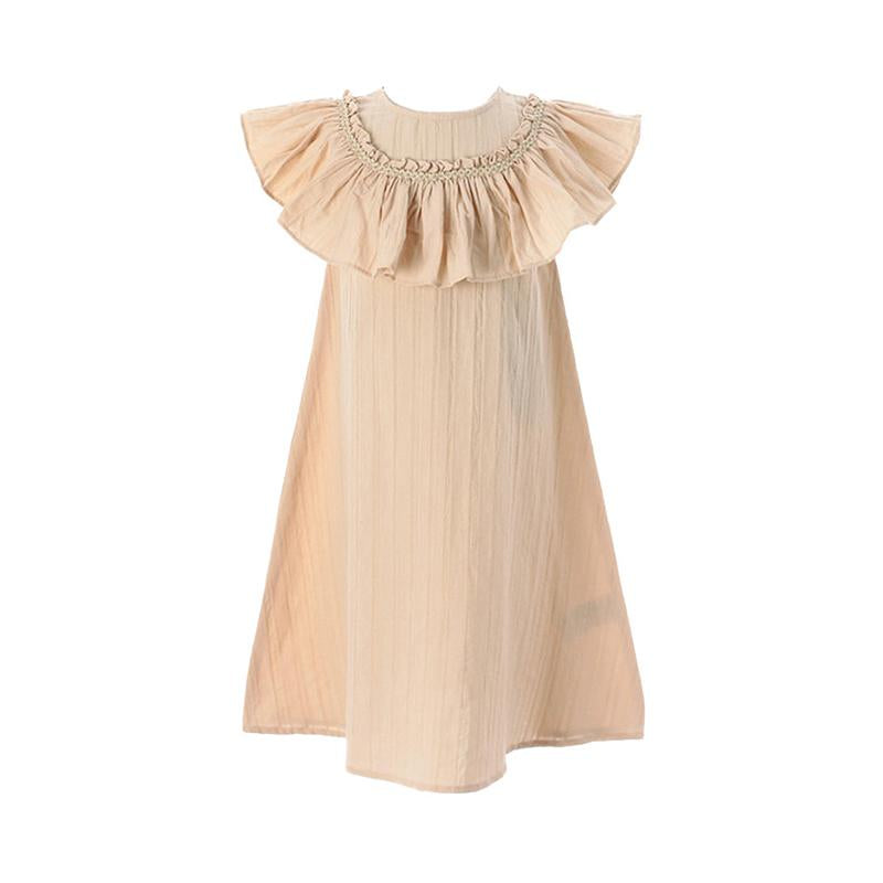 Kid Girl Ruffle Collar Solid Color Dress Wholesale 02721155