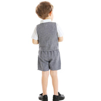 Load image into Gallery viewer, 3-Piece Summer Toddler Baby Boys Stripe Clothes Outfits Bow Tie Shirt &amp; Vest &amp; Shorts Wholesale 6502216
