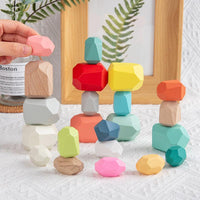 Load image into Gallery viewer, 30 Pcs Colorful Wooden Stacking Rock Toy Wholesale 4597430
