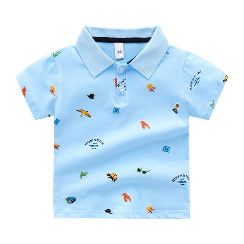 Boy Sailboat & Animal Print Polo Shirt Wholesale 7852745