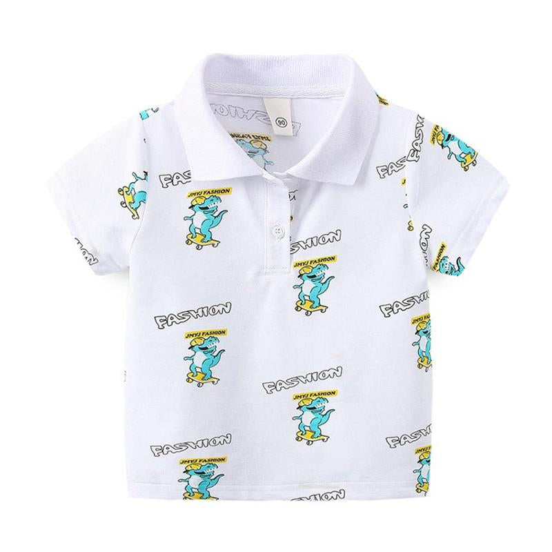 Kid Boy Fashion Dinosaur Graphic Polo Shirt Wholesale 9967703