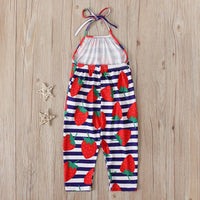 Load image into Gallery viewer, Little Girl Fruit Print Halter Jumpsuit Wholesale 5809048
