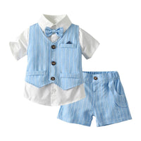 Load image into Gallery viewer, 3-Piece Summer Toddler Baby Boys Stripe Clothes Outfits Bow Tie Shirt &amp; Vest &amp; Shorts Wholesale 6502216
