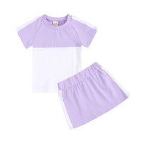 Load image into Gallery viewer, 2 Pieces Kid Colorblock Set Raglan Sleeve Tee With Shorts Wholesale 2525067
