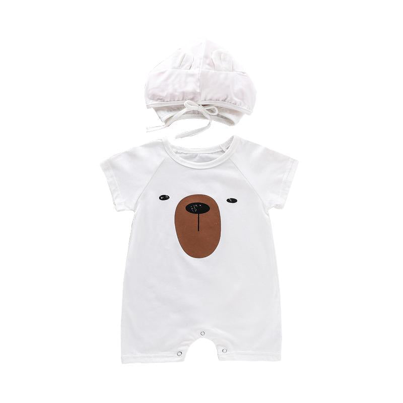 Two Pieces Baby Bear Print Romper And Hat Wholesale 7668591