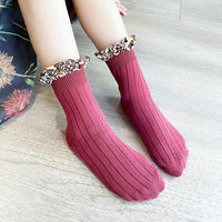 Load image into Gallery viewer, Girl Socks Foral Trim Wholesale 01961271

