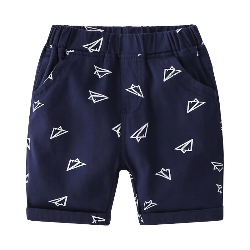 Boys Shorts With Paper Plane Print Wholesale 3020661