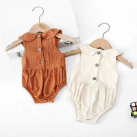Load image into Gallery viewer, Baby Girl Ruffle Collar Solid Color Onesie Wholesale 76251436
