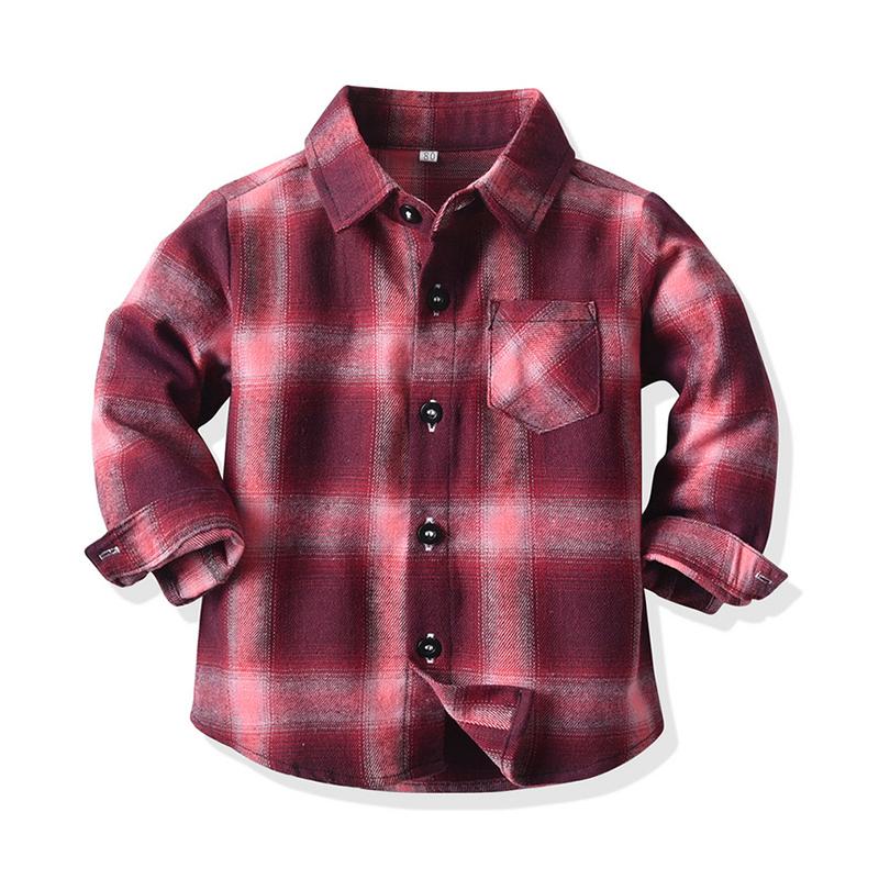 Kid's casual Plaid Long Sleeve Shirt Wholesale 3402213